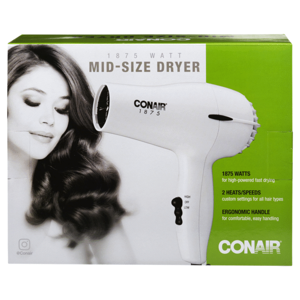 CONAIR Mid-Size Hair Dryer / Secador Mediano – 1875 Watts