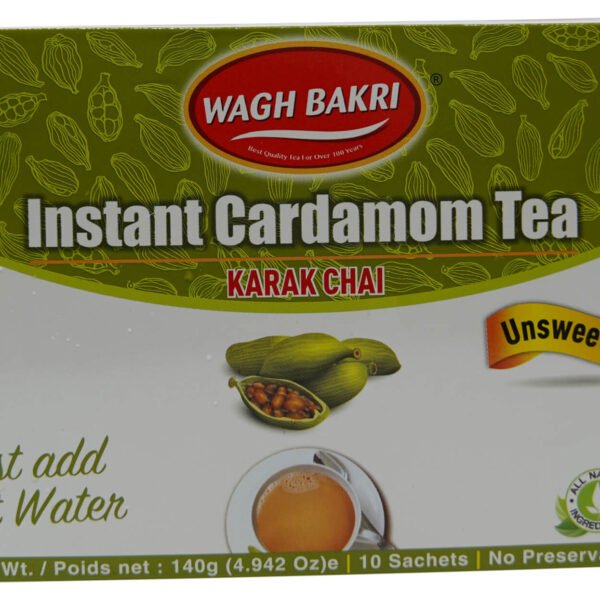 Wagh Bakri Instant Tea Premix – Elaichi (Cardamom) Flavor (10 Sachets / 140G)